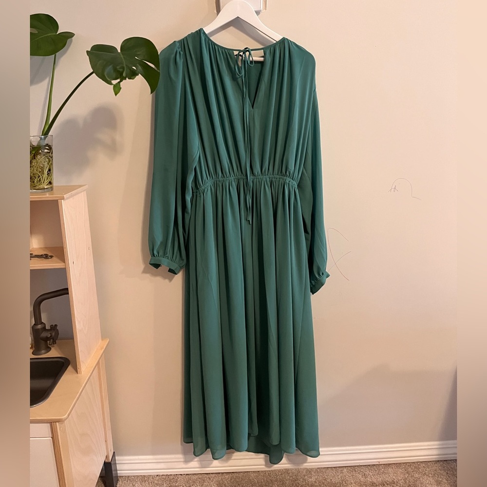 H&M gathered midi dress size M turquoise